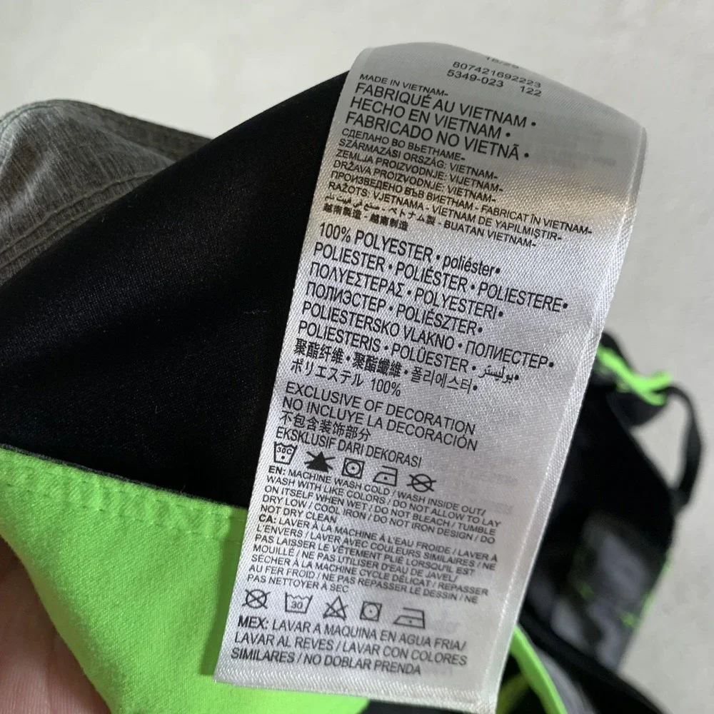 Hurley Board Shorts Boys‎ 18 / 29 Neon Green Colorblock Graphic Swim Trunks NEW